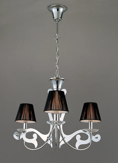 Acanto Pendant Round 3 Light E14, Polished Chrome With Black Shades (Mantra M0378)