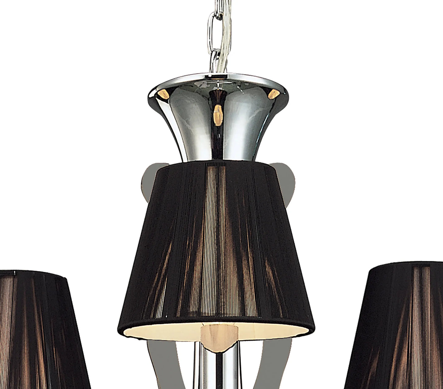 Acanto Pendant Round 3 Light E14, Polished Chrome With Black Shades (Mantra M0378)