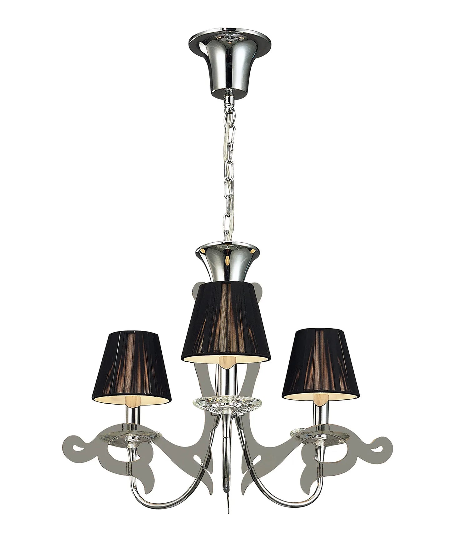 Acanto Pendant Round 3 Light E14, Polished Chrome With Black Shades (Mantra M0378)