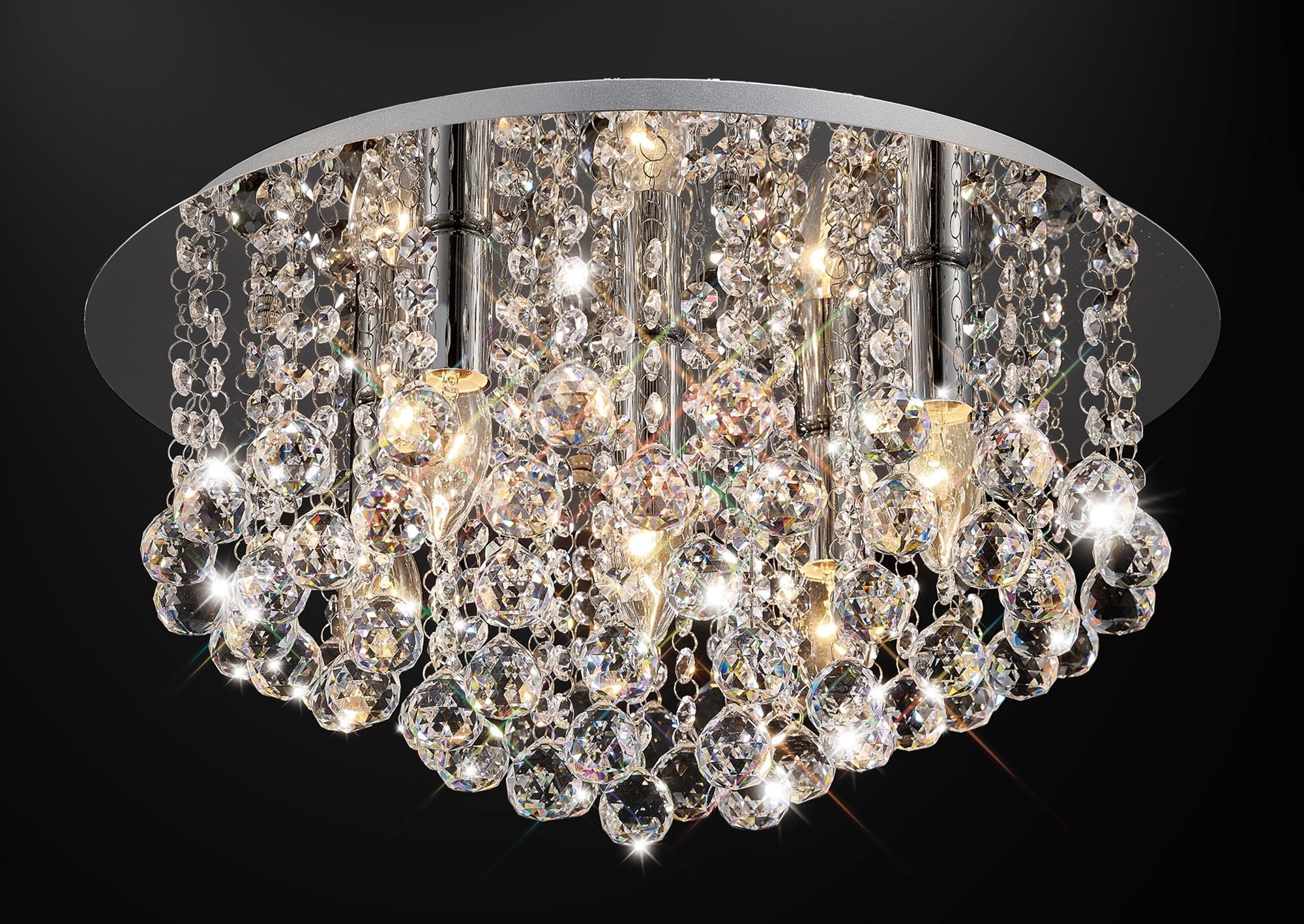 Deco - Acton Round Flush Crystal Ceiling Light - Luminosity Designs Ltd