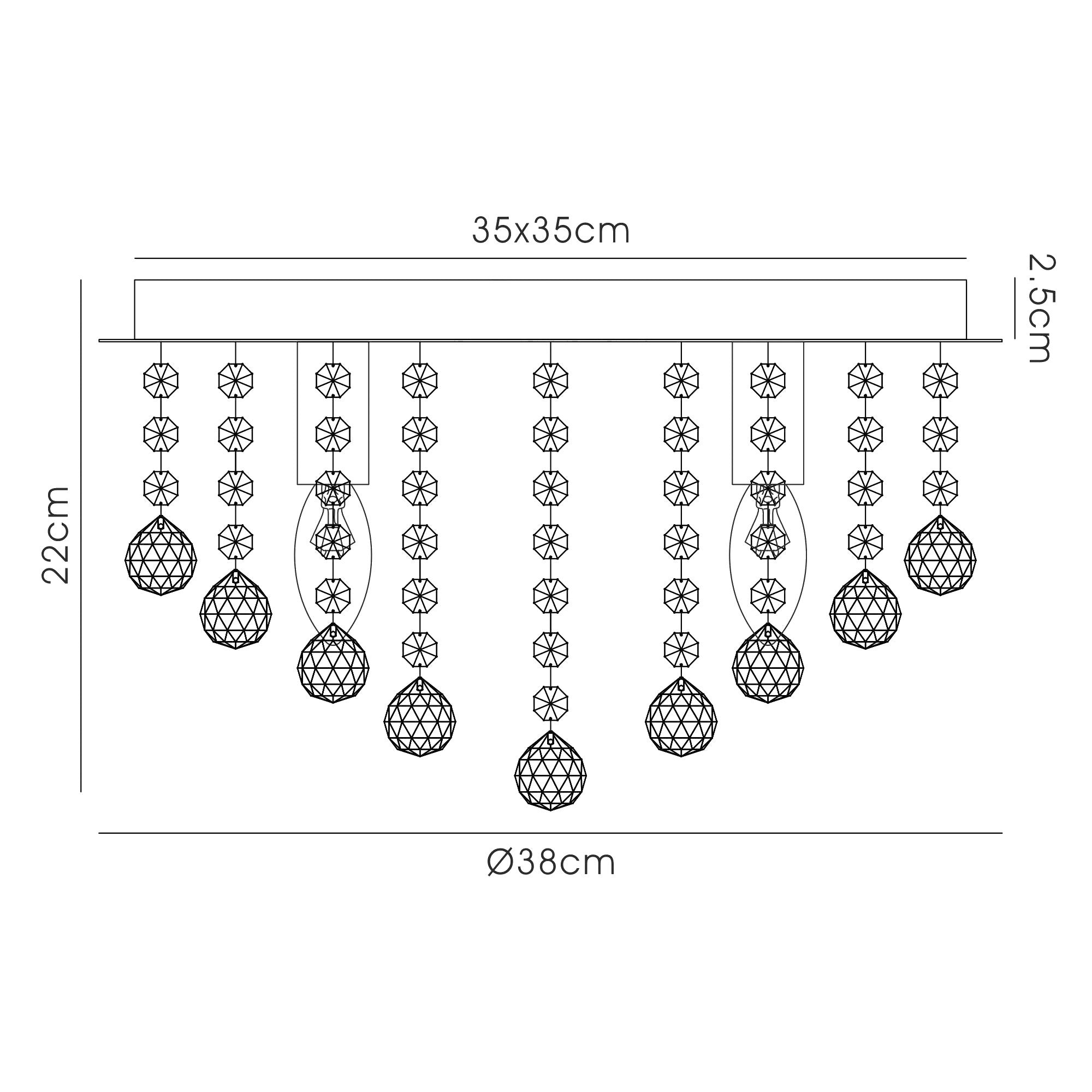 Deco - Acton Round Flush Crystal Ceiling Light - Luminosity Designs Ltd