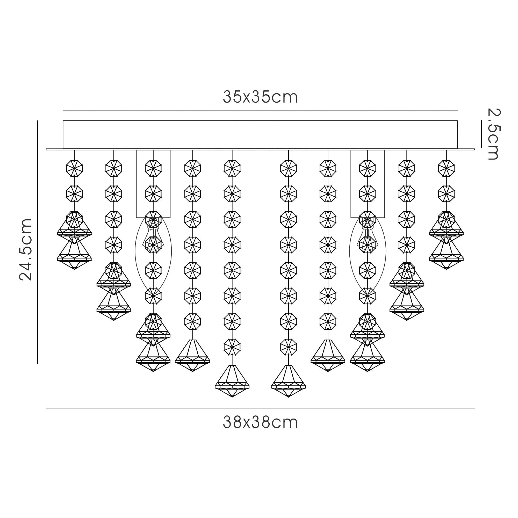 Deco - Acton Square Flush Crystal Ceiling Light - Luminosity Designs Ltd