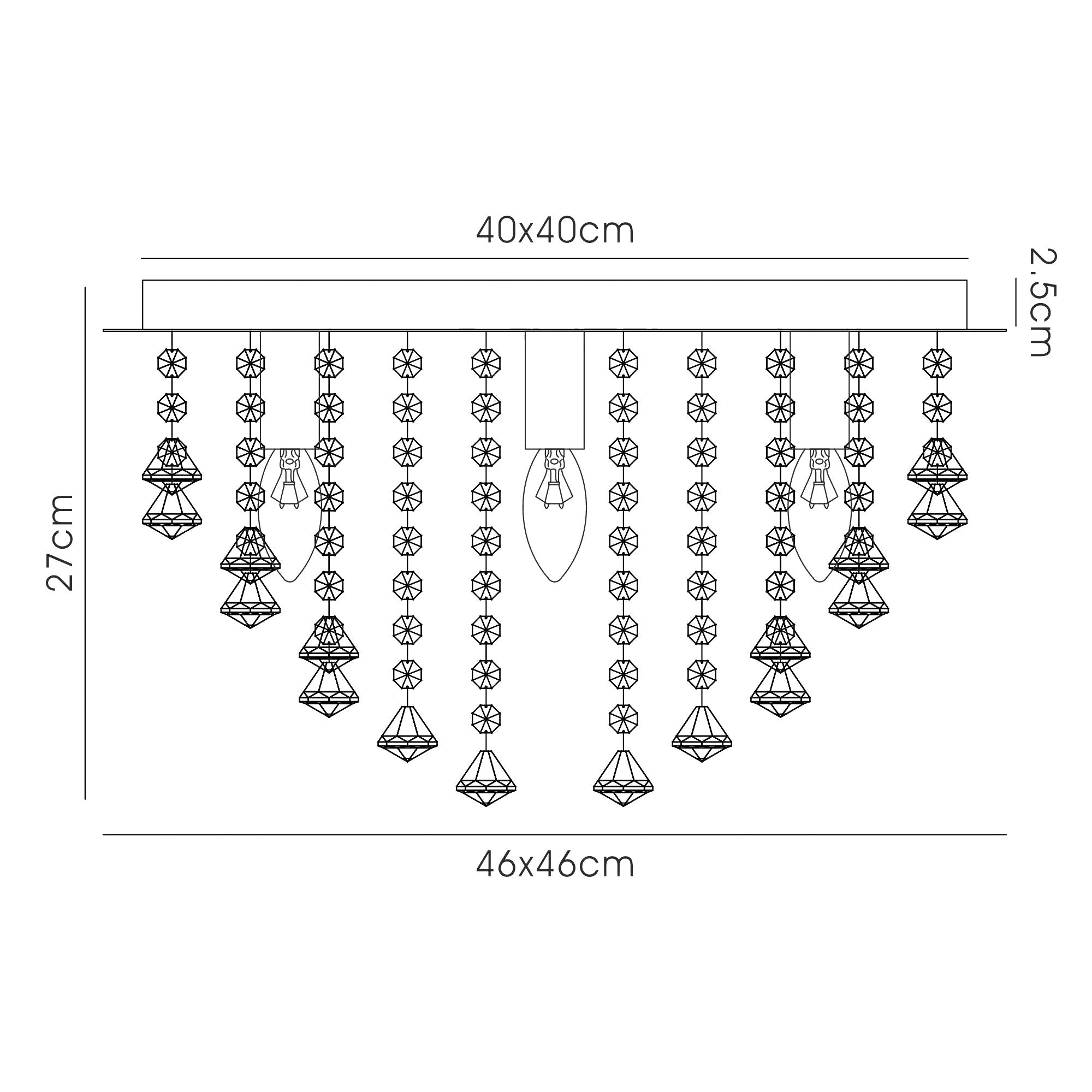 Deco - Acton Square Flush Crystal Ceiling Light - Luminosity Designs Ltd