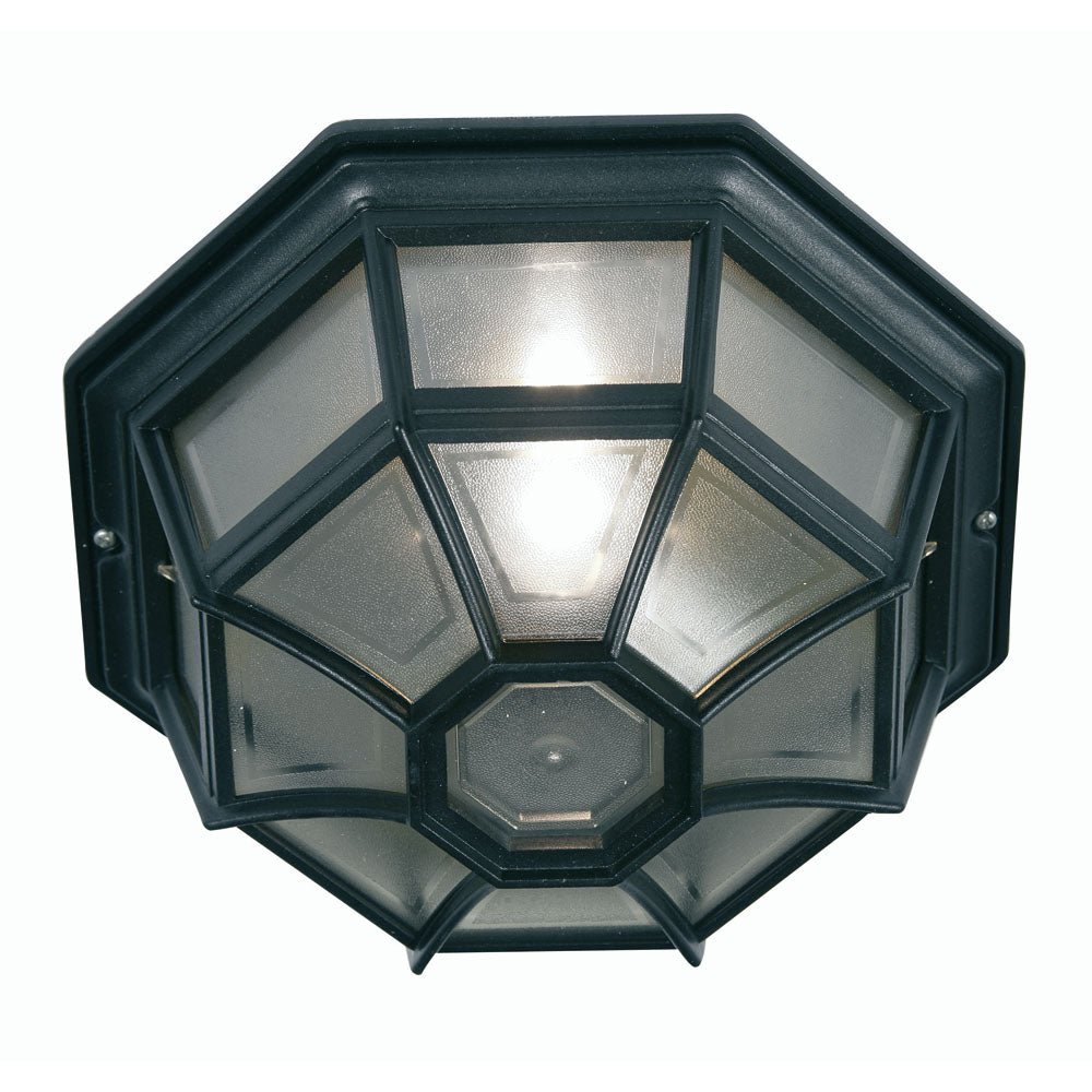 Aden Flush Outdoor Light Fitting for Walls and Ceilings. 1x E27 Black or White (140 BK) - Luminosity Designs Ltd
