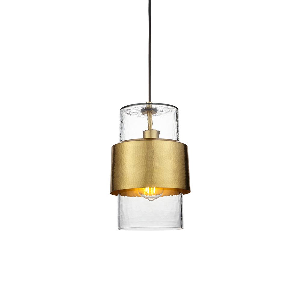 Metal and Glass Vintage Industrial Style Pendant Light, 1x E27