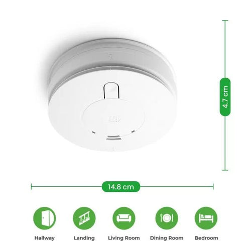 Duracell - AICO Optical Smoke Alarm. 230V with Alkaline Battery Back - up. Easi - fit base E146E - Luminosity Designs Ltd