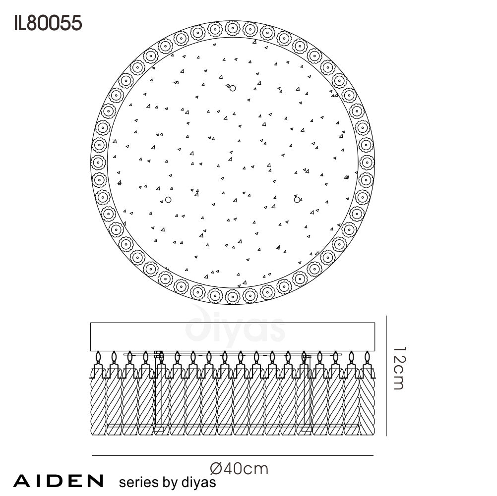 Diyas - Aiden Large Round Flush Ceiling Light - Luminosity Designs Ltd