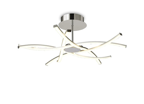 Aire 70cm Semi Flush, 42W LED, 3000K, 3700lm, Silver/Frosted Acrylic/Polished Chrome (Mantra m6030) - Luminosity Designs Ltd