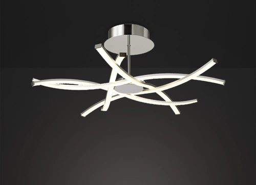 Aire 70cm Semi Flush, 42W LED, 3000K, 3700lm, Silver/Frosted Acrylic/Polished Chrome (Mantra m6030) - Luminosity Designs Ltd