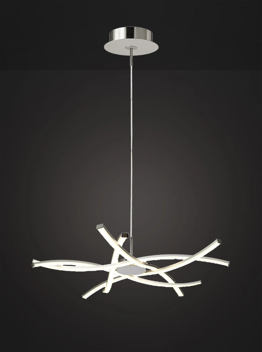 Aire LED Pendant 71cm Round 42W 3000K, 3700lm, Silver/Frosted Acrylic/Polished Chrome (Mantra m5914) - Luminosity Designs Ltd