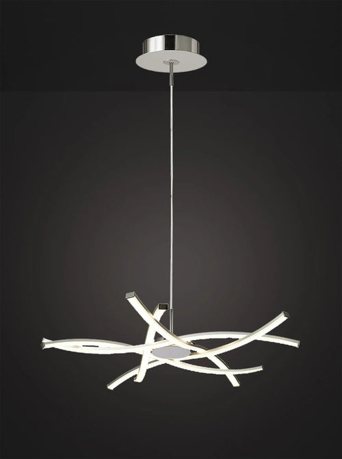 Aire LED Pendant 71cm Round 42W 3000K, 3700lm, Silver/Frosted Acrylic/Polished Chrome (Mantra m5914) - Luminosity Designs Ltd