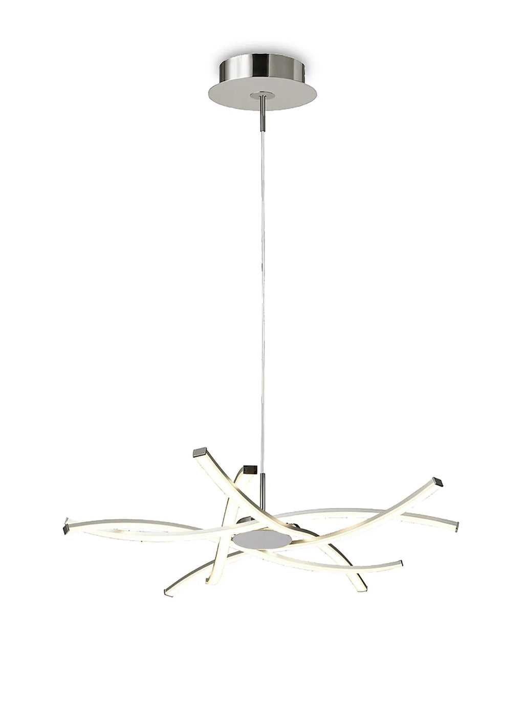 Aire LED Pendant 71cm Round 42W 3000K, 3700lm, Silver/Frosted Acrylic/Polished Chrome (Mantra m5914) - Luminosity Designs Ltd