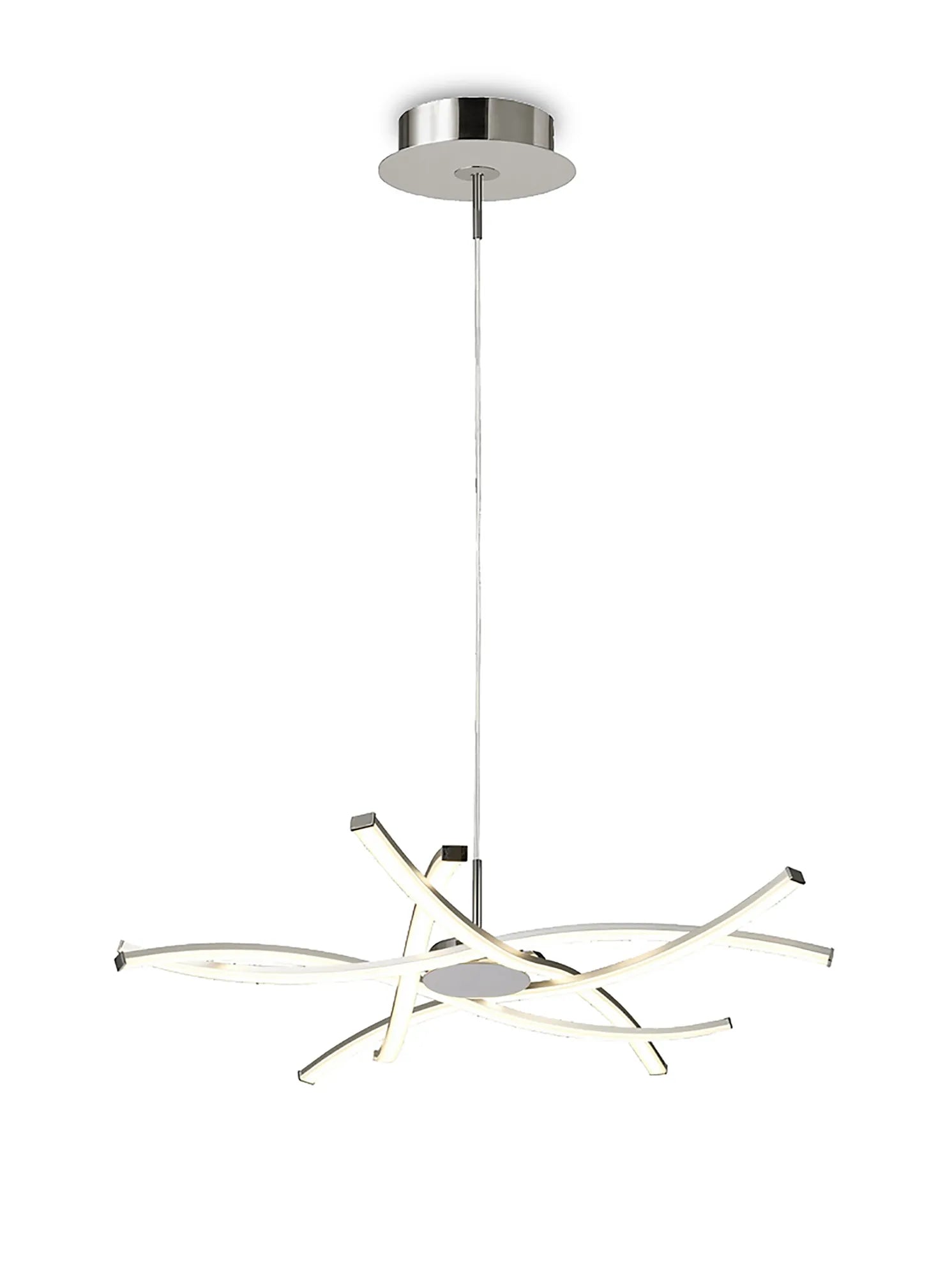 Aire LED Pendant 71cm Round 42W 3000K, 3700lm, Silver/Frosted Acrylic/Polished Chrome (Mantra m5914) - Luminosity Designs Ltd