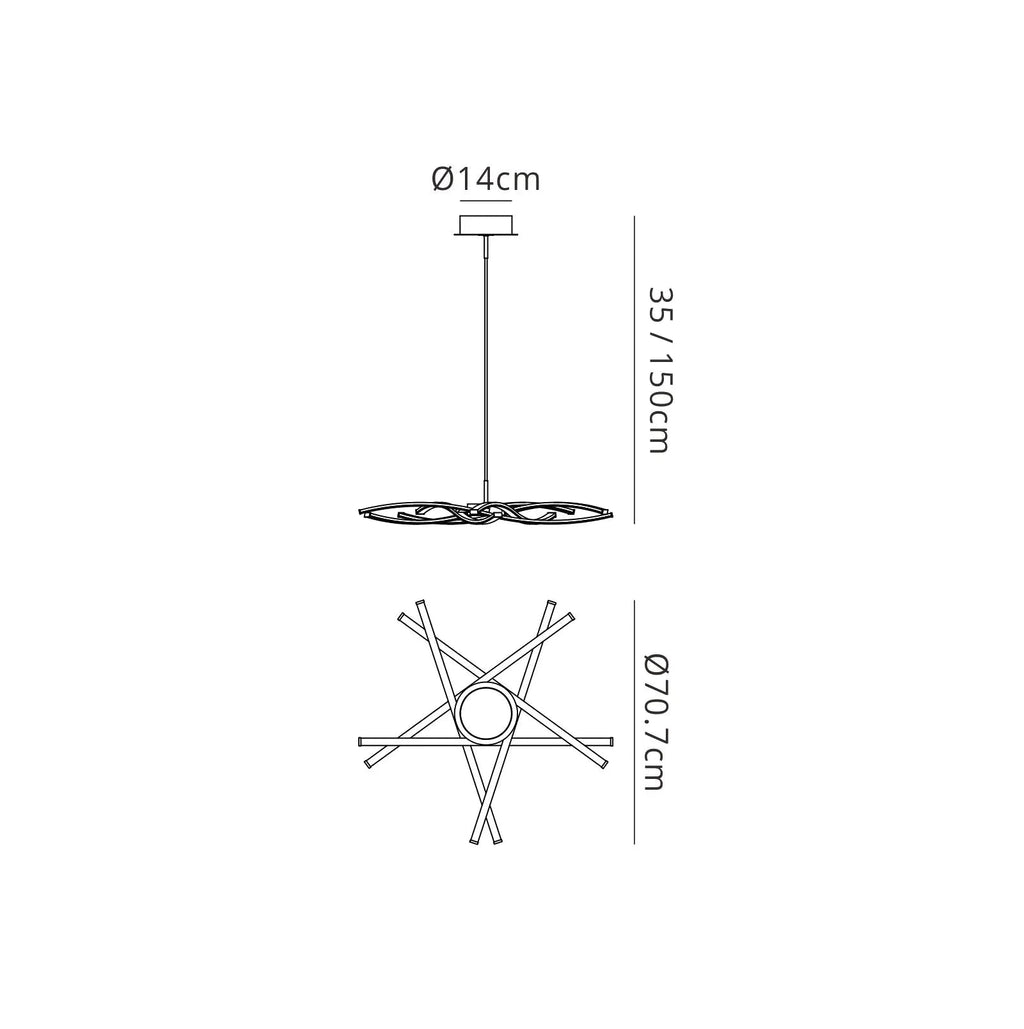 Aire LED Pendant 71cm Round 42W 3000K, 3700lm, Silver/Frosted Acrylic/Polished Chrome (Mantra m5914) - Luminosity Designs Ltd