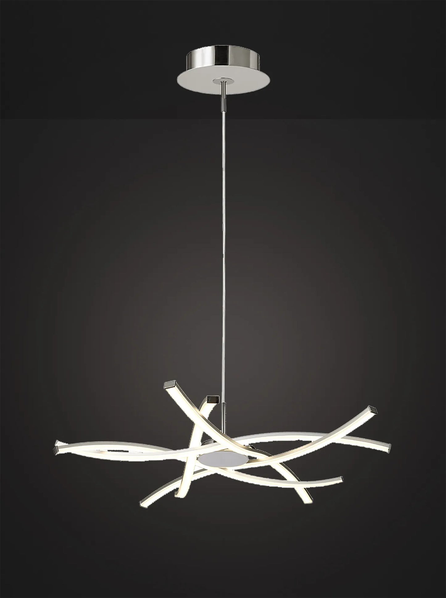 Aire LED Pendant 71cm Round 42W 3000K, 3700lm, Silver/Frosted Acrylic/Polished Chrome (Mantra m5914)