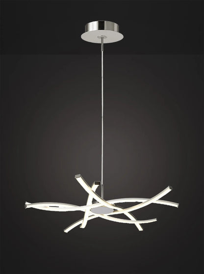 Aire LED Pendant 71cm Round 42W 3000K, 3700lm, Silver/Frosted Acrylic/Polished Chrome (Mantra m5914)