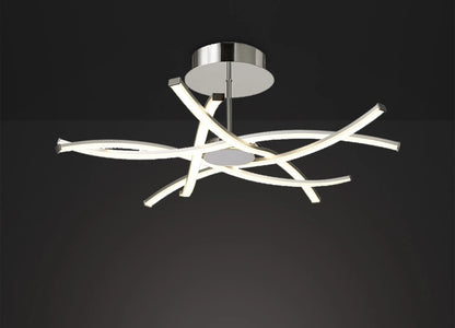 Aire 70cm Semi Flush, 42W LED, 3000K, 3700lm, Silver/Frosted Acrylic/Polished Chrome (Mantra m6030)