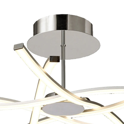 Aire 70cm Semi Flush, 42W LED, 3000K, 3700lm, Silver/Frosted Acrylic/Polished Chrome (Mantra m6030)