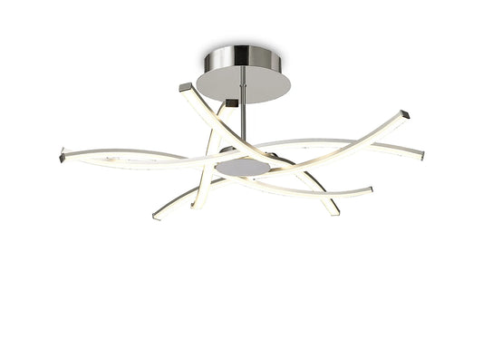 Aire 70cm Semi Flush, 42W LED, 3000K, 3700lm, Silver/Frosted Acrylic/Polished Chrome (Mantra m6030)