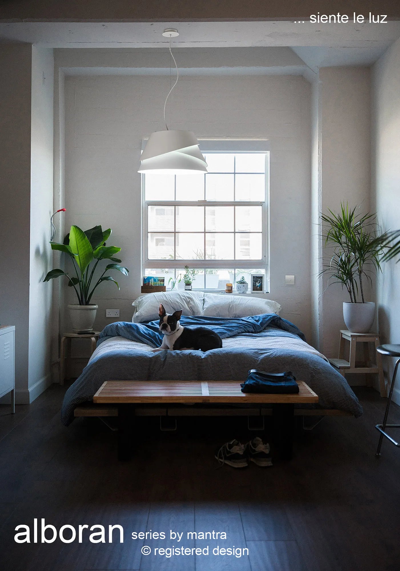 Alboran Aluminium and Iron Light Pendant. 1x E27 (Mantra m5862)