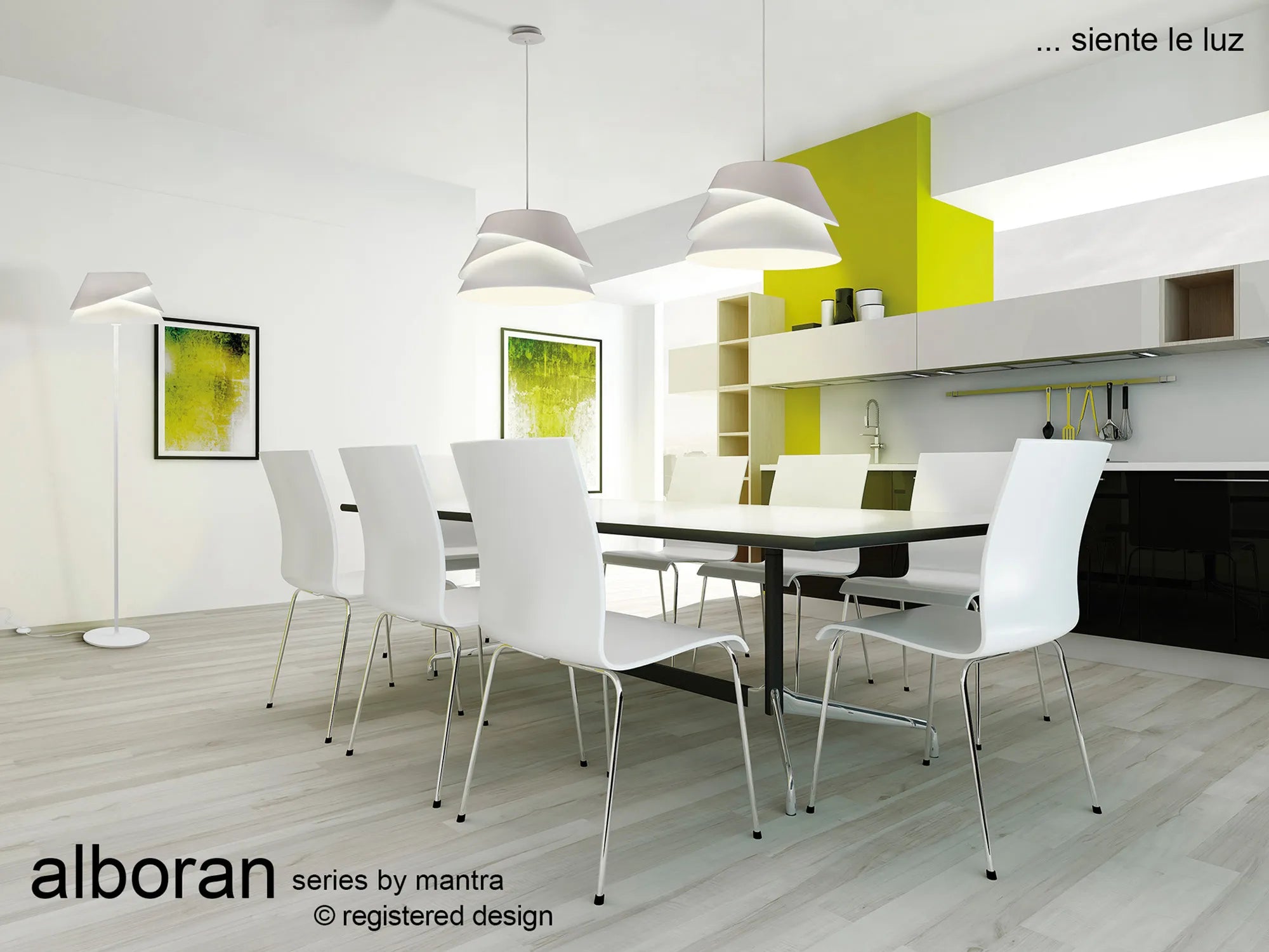 Alboran Aluminium and Iron Light Pendant. 1x E27 (Mantra m5862)