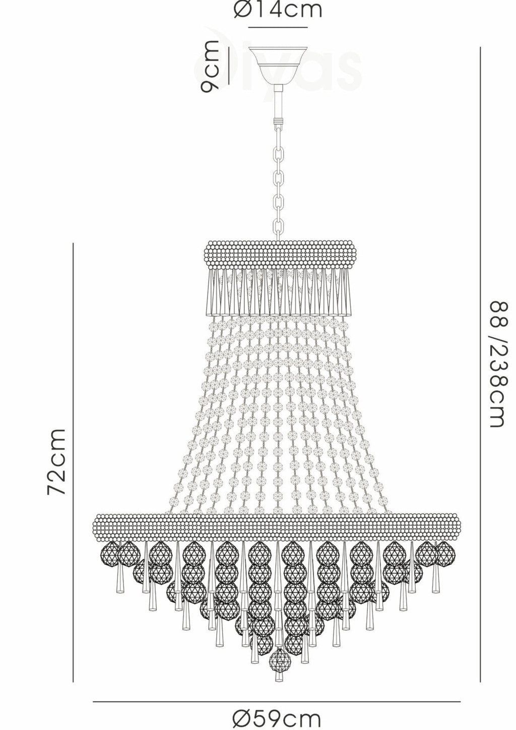 Diyas - Alexandra 13 Light Chandelier - Luminosity Designs Ltd
