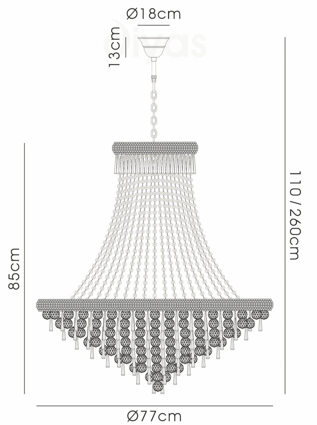 Diyas - Alexandra 18 Light Chandelier - Luminosity Designs Ltd