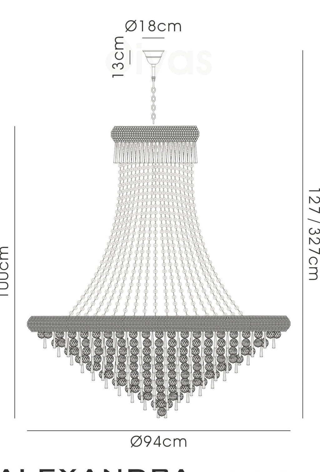 Diyas - Alexandra 20 Light Chandelier - Luminosity Designs Ltd