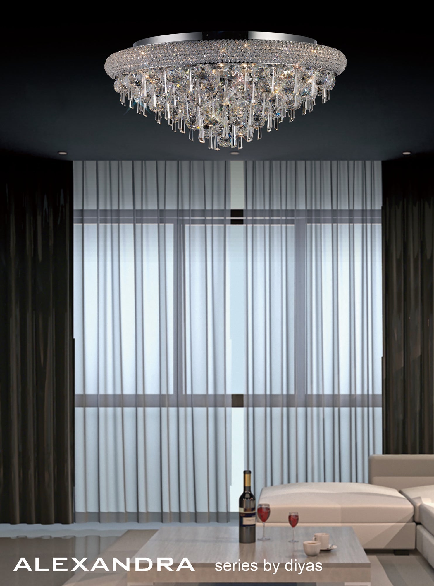 Diyas - Alexandra 9 Light Flush - Luminosity Designs Ltd