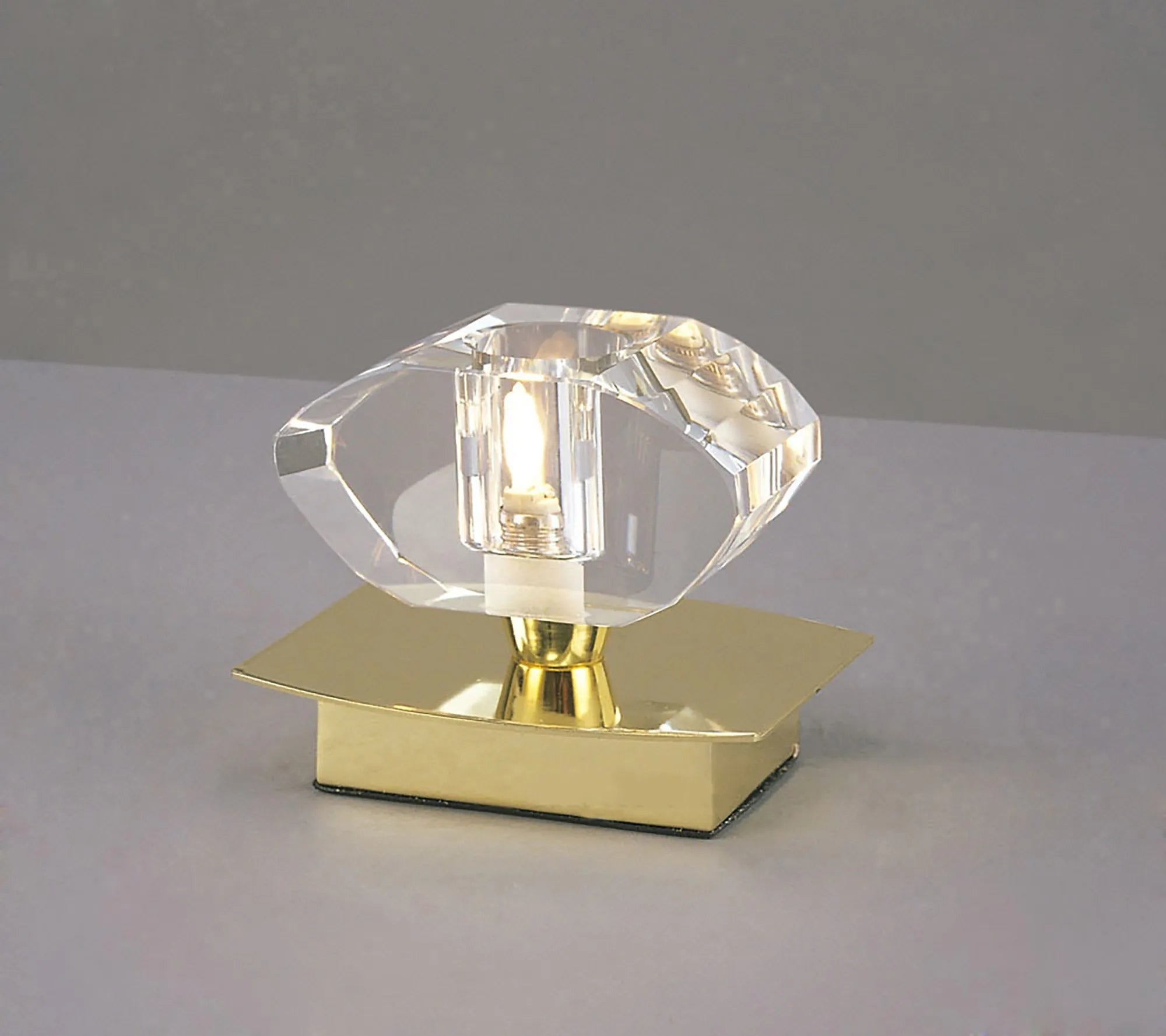 Mantra - Alfa Small Crystal Table Lamp 1 Light G9 in Polished Brass - Luminosity Designs Ltd