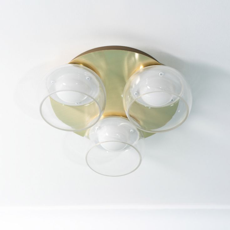 lse - Alissa IP44 Bathroom Rated LED Round 3 Light Flush Ceiling Fitting with Glass Shades - Luminosity Designs Ltd