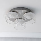 lse - Alissa IP44 Bathroom Rated LED Round 3 Light Flush Ceiling Fitting with Glass Shades - Luminosity Designs Ltd