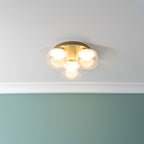 lse - Alissa IP44 Bathroom Rated LED Round 3 Light Flush Ceiling Fitting with Glass Shades - Luminosity Designs Ltd