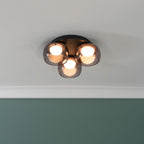 lse - Alissa IP44 Bathroom Rated LED Round 3 Light Flush Ceiling Fitting with Glass Shades - Luminosity Designs Ltd
