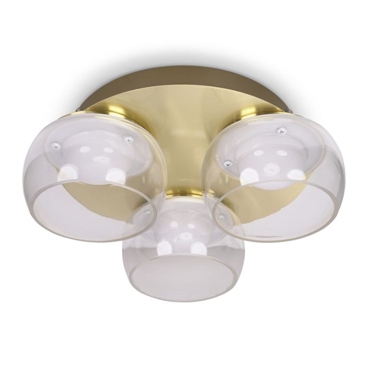 lse - Alissa IP44 Bathroom Rated LED Round 3 Light Flush Ceiling Fitting with Glass Shades - Luminosity Designs Ltd