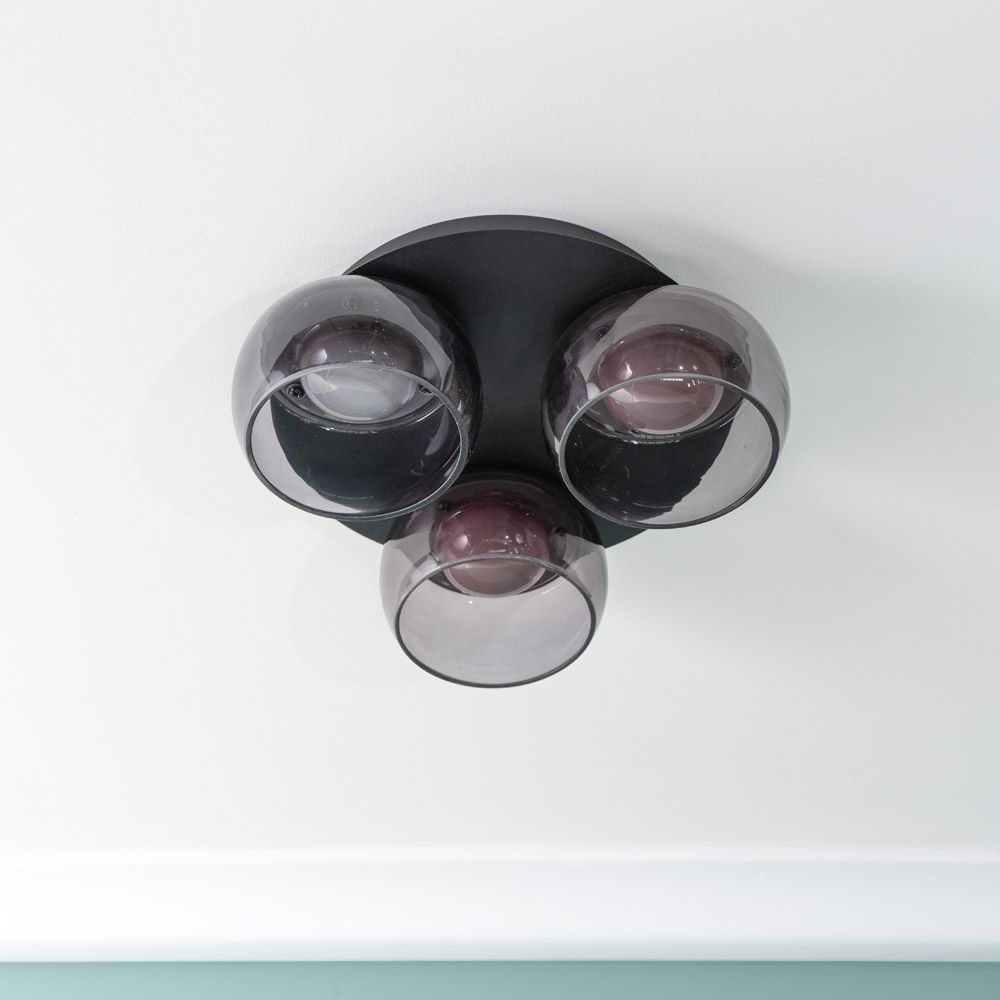 lse - Alissa IP44 Bathroom Rated LED Round 3 Light Flush Ceiling Fitting with Glass Shades - Luminosity Designs Ltd