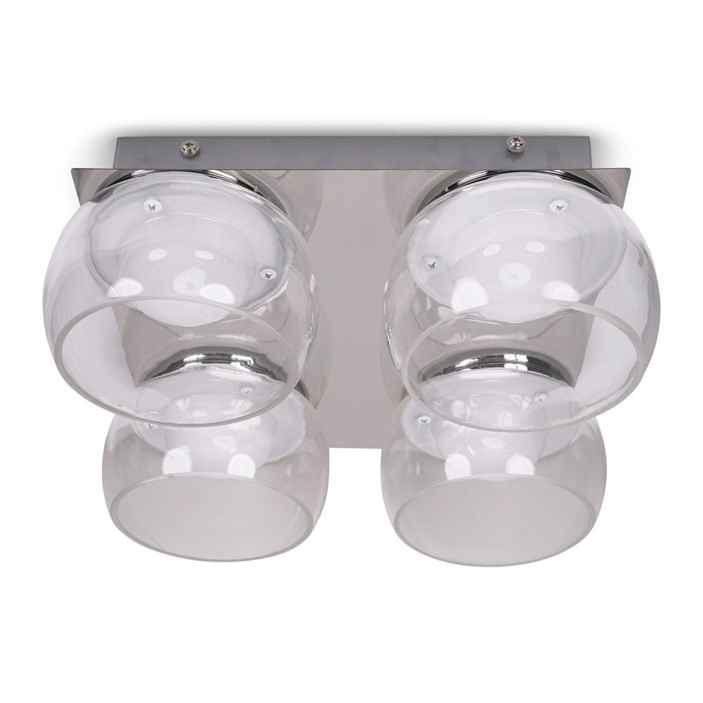 lse - Alissa IP44 Bathroom Rated LED Square 4 Light Flush Ceiling Fitting with Glass Shades - Luminosity Designs Ltd