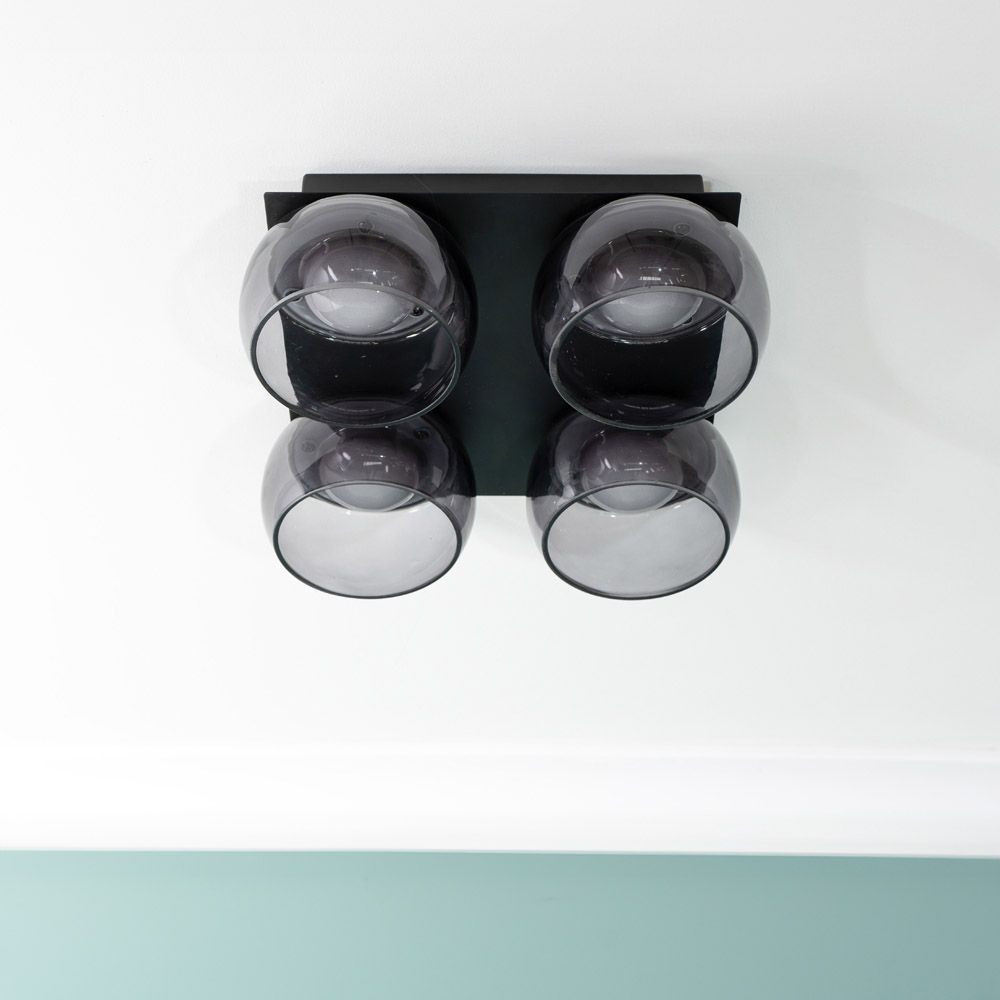 lse - Alissa IP44 Bathroom Rated LED Square 4 Light Flush Ceiling Fitting with Glass Shades - Luminosity Designs Ltd