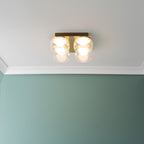 lse - Alissa IP44 Bathroom Rated LED Square 4 Light Flush Ceiling Fitting with Glass Shades - Luminosity Designs Ltd