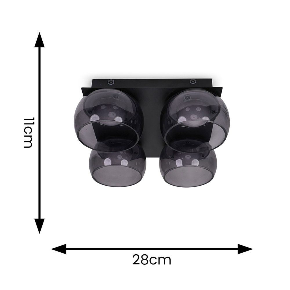 lse - Alissa IP44 Bathroom Rated LED Square 4 Light Flush Ceiling Fitting with Glass Shades - Luminosity Designs Ltd