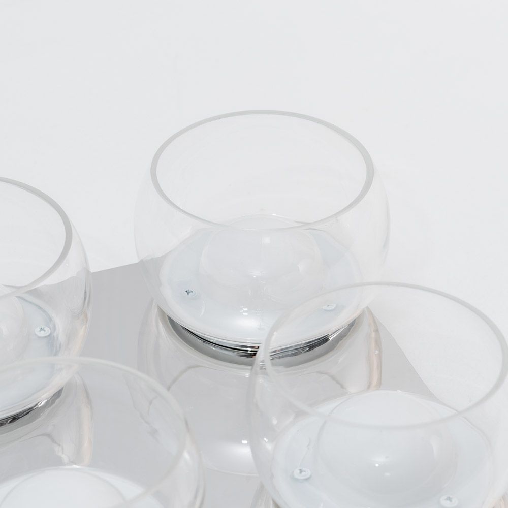 lse - Alissa IP44 Bathroom Rated LED Square 4 Light Flush Ceiling Fitting with Glass Shades - Luminosity Designs Ltd