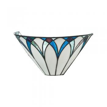 Allenton Tiffany Glass Semi Flush Wall Light in Ivory and Blues with Bronze Trim. (Oaks OT 8413 WB) - Luminosity Designs Ltd