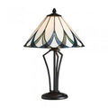 Allenton Tiffany Glass Table Lamp in Ivory and Blues with Bronze Trim. 1x ES GLS Bulbs (Oaks OT 8413/12 TL)