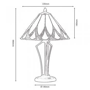 Allenton Tiffany Glass Table Lamp in Ivory and Blues with Bronze Trim. 1x ES GLS Bulbs (Oaks OT 8413/12 TL)