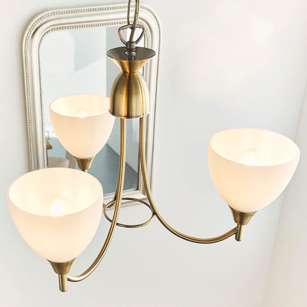 Endon - Alton 3 Light Convertible Ceiling Pendant with frosted Glass Shades E14 - Luminosity Designs Ltd