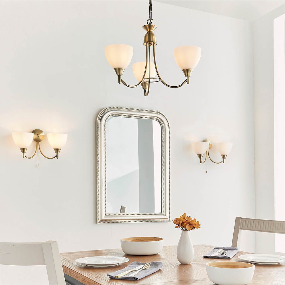 Endon - Alton 3 Light Convertible Ceiling Pendant with frosted Glass Shades E14 - Luminosity Designs Ltd