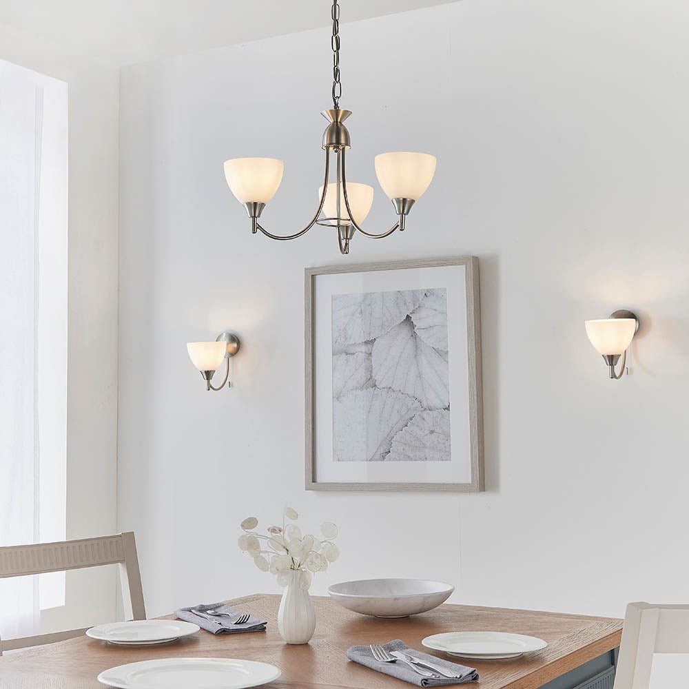 Endon - Alton 3 Light Convertible Ceiling Pendant with frosted Glass Shades E14 - Luminosity Designs Ltd