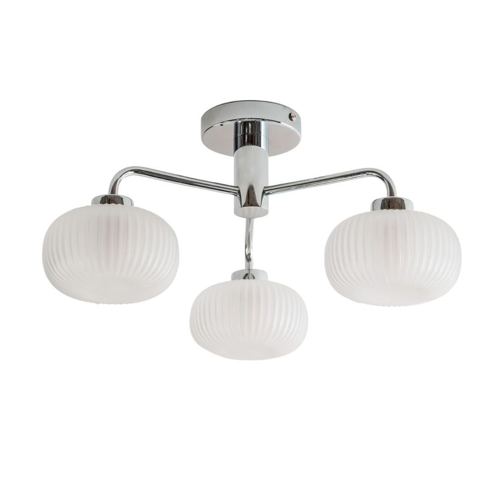 lse - Amaia IP44 Bathroom Rated 3 Armed Semi Flush Ceiling Fitting with Glass Shades - Luminosity Designs Ltd