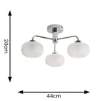 lse - Amaia IP44 Bathroom Rated 3 Armed Semi Flush Ceiling Fitting with Glass Shades - Luminosity Designs Ltd