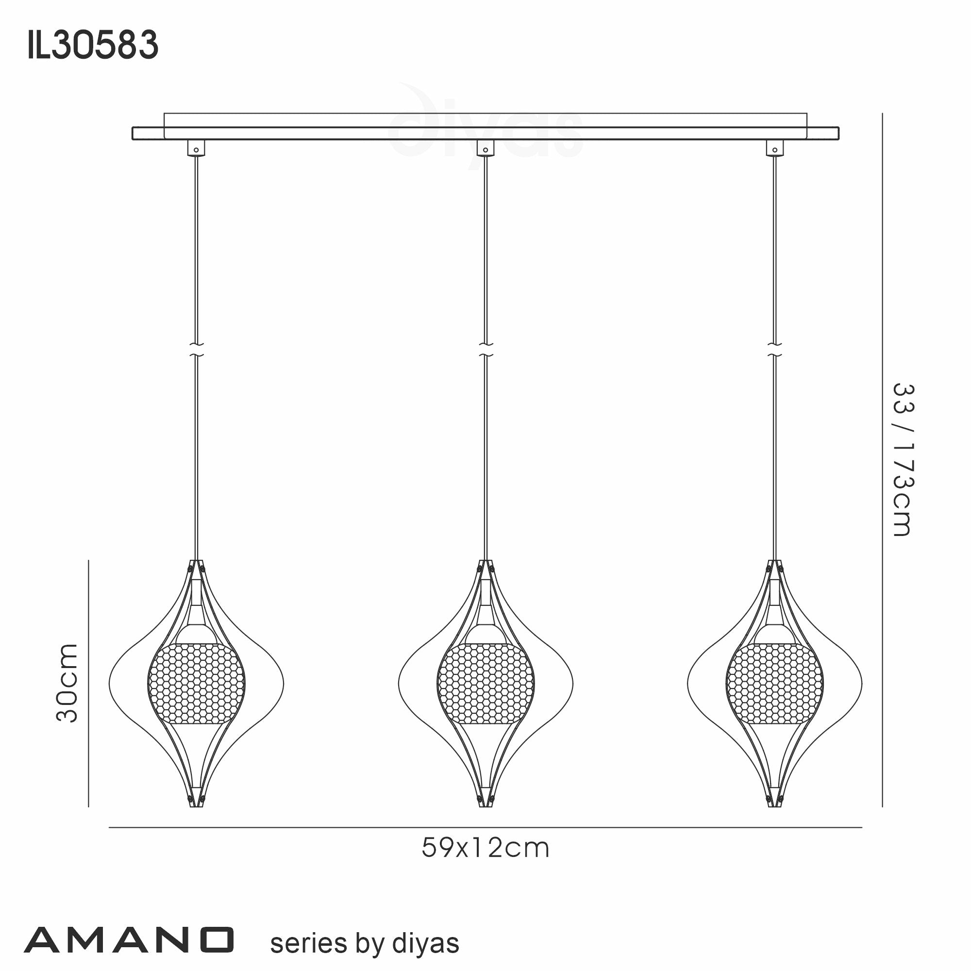 Diyas - Amano Linear Pendant Bar - Luminosity Designs Ltd